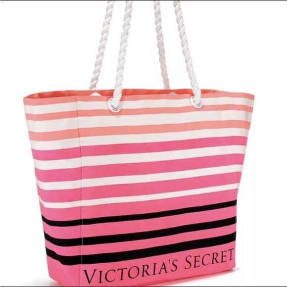 Victoria’s Secret Pink Stripe Weekender‎ Beach Tote NWT Gym Bag - Picture 1 of 10